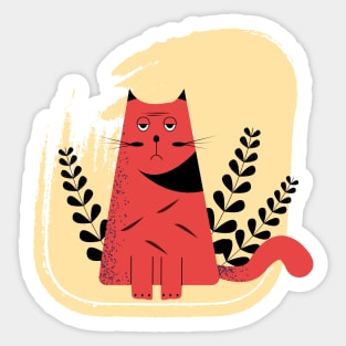 Cat and fish illustration design - funny Sticker